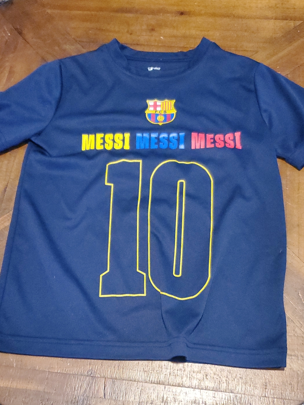 FC Barcelona Youth Navy Messi #10 Short Sleeve Tee - Official Crest